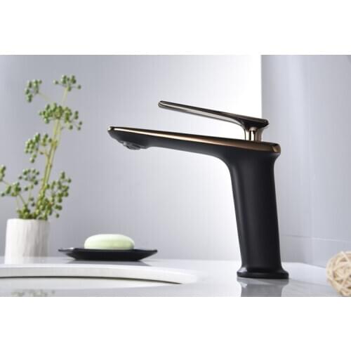 Free ship black rose gold color Bathroom washbasin Sink Faucet Lavatory One Hole/Handle Mixer Tap Deck mounted New design