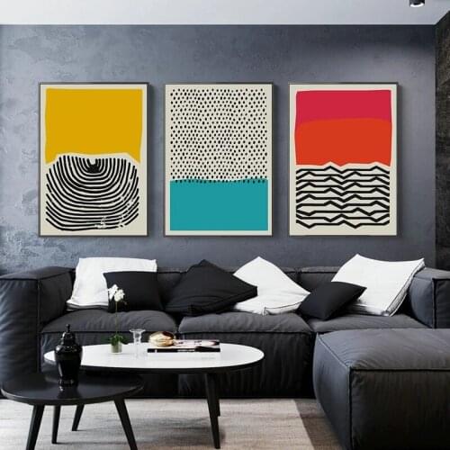 Modern Abstract Art Geometric Wall Art Poster Prints Line Dots Canvas Painting Wall Pictures for Gallery Living Room Home Decor