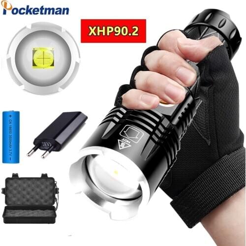 XHP90.2 LED Flashlight Super Powerful USB Rechargeable Torch XHP50 Flashlight Tactical Flashlight Hand Light Camping LED Torch