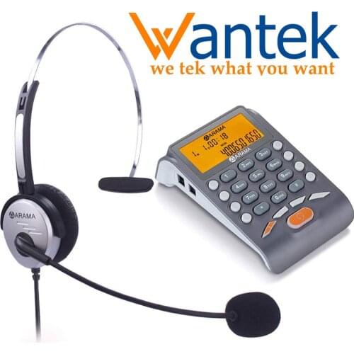 Wantek Arama Telephone with Headset, Landline Telephone Headset with Noise Cancellation Headset for House Call Center Office
