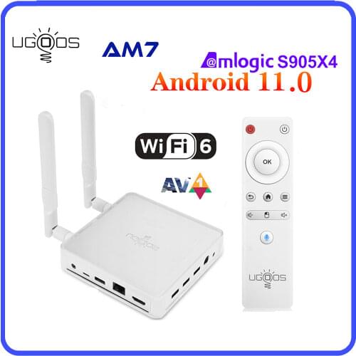 UGOOS AM7 Amlogic S905X4 AV1 Android 11 TV Box 4GB DDR4 32GB ROM USB Type-C 2.4G 5G WiFi 6 1000M LAN Bluetooth 4K HD Smart TVBOX