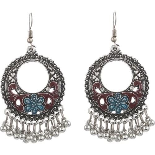 LOVBEAFAS Boho Vintage Drop Dangle Tassel Earrings For Women Bohemian Earings Fashion Jewelry Flower Enamel Women Accessories