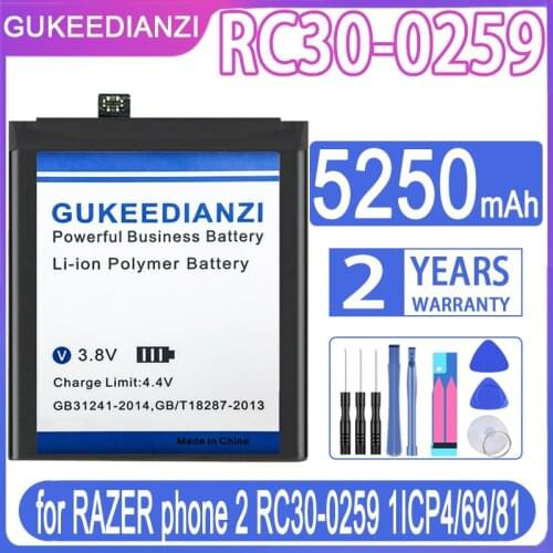 GUKEEDIANZI Replacement Battery 5250mAh for RAZER phone 2 RC30-0259 1ICP4/69/81 phone2