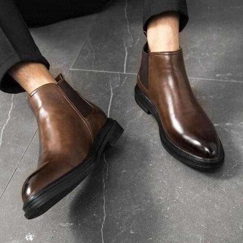 Winter Chelsea Boots Men Leather Shoes Men Ankle Boots Vogue Brand Autumn Winter Male Footwear Nice wed3