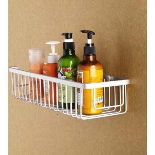 1PC Bathroom Shelves Chrome Silver Wall Rack Towel Hooks Washing Shower Cosmetic Basket Home Accessories Bath Shelf OK 0718