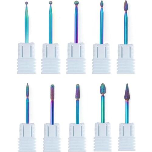 1pcs New Type Nail Drill Bits Diamond Carbide Burrs Milling Cutter Rainbow Coating Electric Manicure Machine Drill Bit