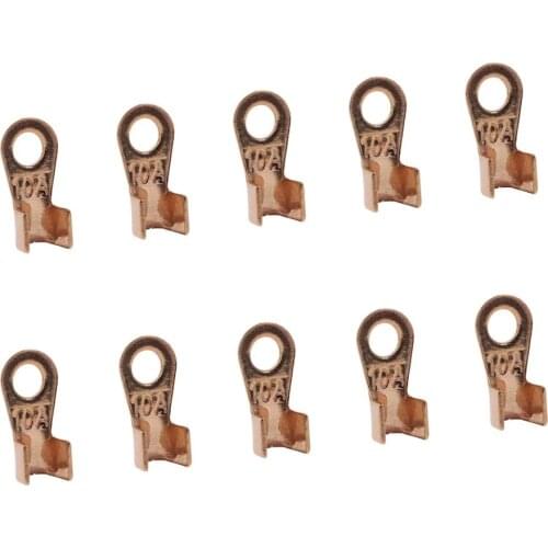 10/50pcs OT-10A Copper Circular Splice Terminal Wire Naked Connector Battery Cable Lug