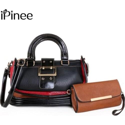 IPinee 2pcs/Set Vintage Womens Bag PU Leather Crossbody Bag Multifunction Shouder Bag Large Capacity Lady Handbag