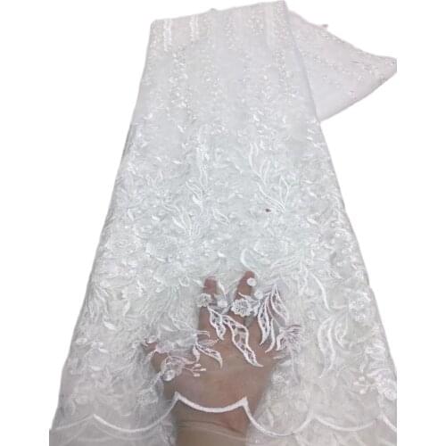 Pure White Nigerian African Mesh Lace Fabric 2021 High Quality Sequin French Tulle with Sequins Embroidery Net Lace Fabric