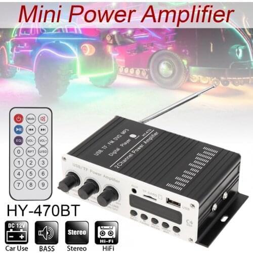 2 x 20W Remote Control Bluetooth 2CH HI-FI Car Audio Amplifier FM Radio Player Support USB/ SD / DVD / MP3 / AUX for Car Home