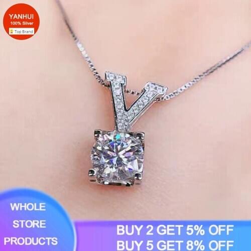 3ct Lab Diamond Solitaire Pendant Necklace 925 Sterling Silver Choker Statement Necklace Women Silver 925 Jewelry With Box Chain