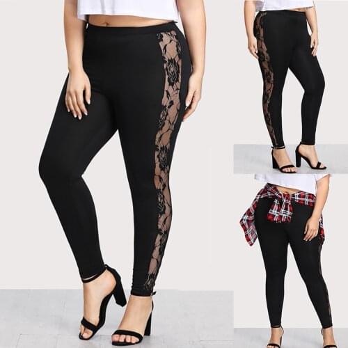 40# New Fashion Leggins Women Mid Waist Lace Legging Women Plus Size Sport Sexy Pants Leggings Trousers Leginsy Damskie