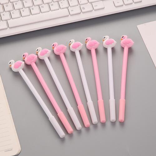 40pcs soft silicon cartoon flamingos neutral pen, black signature pen, water fountain pen, student stationery