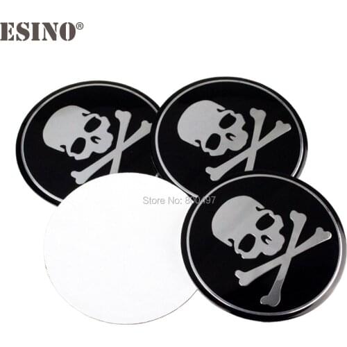 40 x Car Styling Skull 3D Metal Chrome Aluminium Alloy Wheel Center Cap Stickers Wheel Hub Cap Decals Emblems Badges For Skulls
