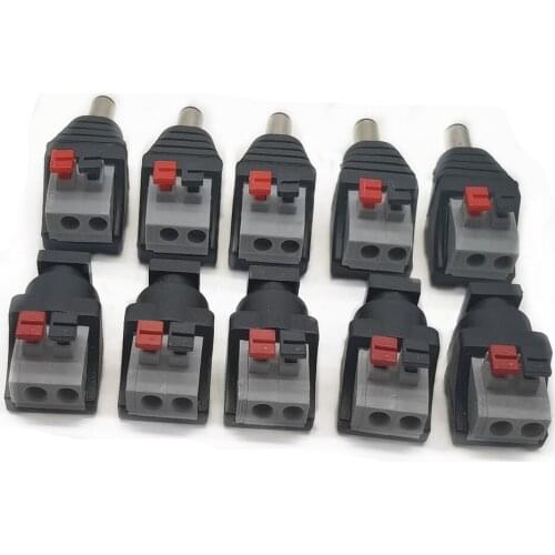 5pcs DC Male +5 pcs DC Female connector 2.1*5.5mm DC Power Jack Adapter Plug Connector for 3528/5050/5730 single color led strip