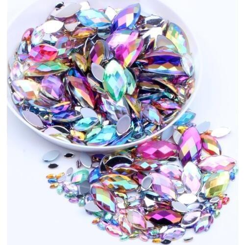 Acrylic Craft DIY Gems 3x6mm 10000pcs Flatback Marquise Earth Facets AB colors Rhinestone Strass High Shine Nail Art Decorations