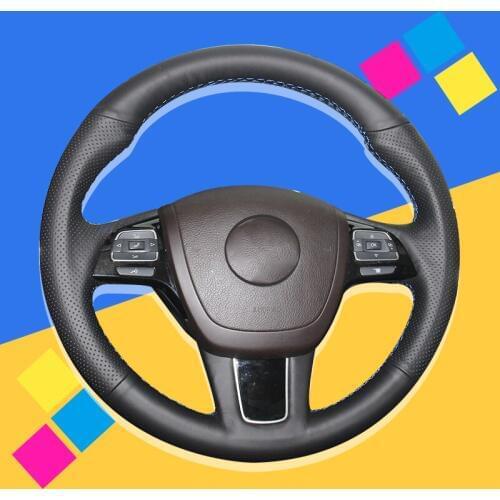 Auto Braid On The Steering Wheel Cover for Volkswagen VW Touareg 2011-2017 DIY Interior Accessories Car Braid Covers Car-styling