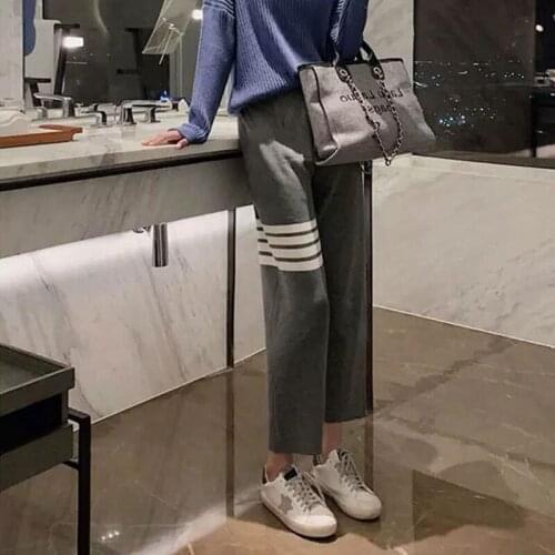 Pregnant Womens Wide-Legged Trousers Knitted Straight-Cut Harren Pants Maternity Pants Spring Autumn 2021 Fashion