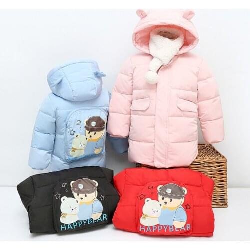 Winter Baby Down Jacket Girls Duck Down Padded Hooded Jacket Cute Boy Outerwear Childrens Warm Ear Coat TZ850
