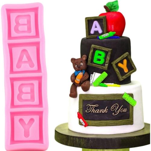 DIY Baby Letters Silicone Molds Cupcake Fondant Cake Decorating Tools Sugarcraft Candy Resin Clay Mold Chocolate Gumpaste Moulds
