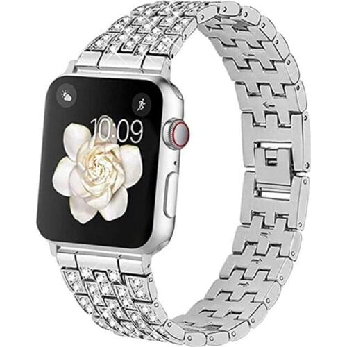 Jewelry Bling Bracelet For Apple Watch 6 Band SE 44mm 40mm iWatch Series 5 4 Stainless Steel Strap For Applewatch 3 42mm 38mm