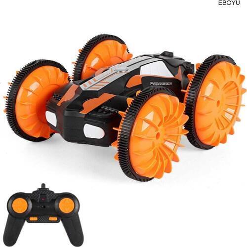 EBOYU C013 2.4G 6CH RC Stunt Car 4WD RC Car Boat Remote Control Amphibious Off Road Electric Race Double Sided Car Tank Vehicle
