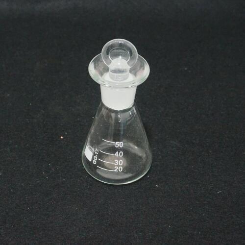 50ml Bell Mouth Flask Borosilicate Glass Conical With Stopper For Laboratory