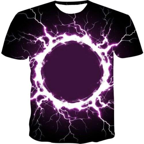 3D Lightning Flame Print T-shirt Short Sleeve T-shirt Fashionable and Handsome Mens Wear Mens O-neck T-shirt High Quality