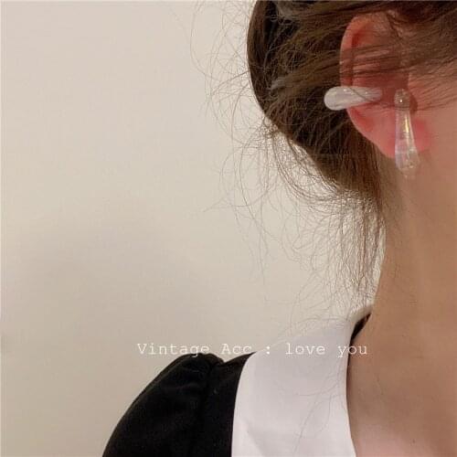 Trendy Clear Resin Ear Cuff Clip on Earrings for Women 2021 Chic Geometric Flower Water Dome Circle Fake Piercing Earcuff Jewelr