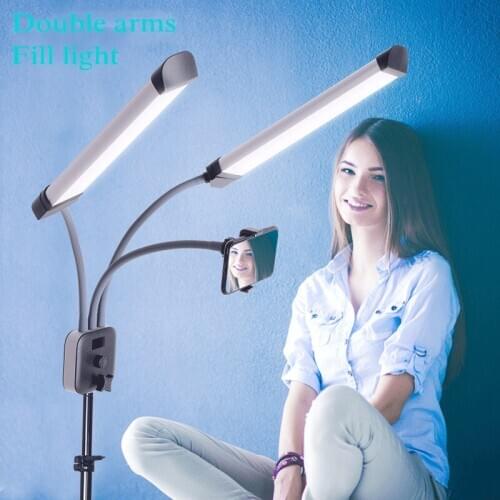 Photo Studio Double Arms Fill LED Ring light Long Twin LED Strips add Stand 3300K-5500K 288PCS LED For Phone