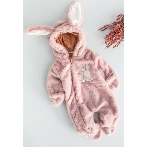 Babymod Rabbit Figured Welsoft Plush Astronaut Baby Girl Jumpsuit