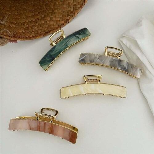 Korean Retro Metal Grabbing Clip Acetate Plate Hair Claw Female Geometric Square Large Size Hairpin Hair Accessories