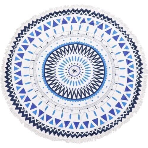 Round Beach Towel Indian Mandala Flower Beach Blanket Large Yoga Mat Tassels - Tropical Flower Patterns, Soft and Comfortable