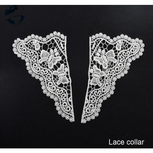 Lace false collar white embroidered fake lace collar trim diy women applique sewing supplies african guipure lace collars#3624