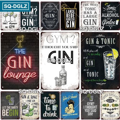 [SQ-DGLZ] The Gin Cocktail Metal Sign Drink Vintage Plaque Tin Sign Plate Wall Decor For Bar Club Decoration Art Painting Poster
