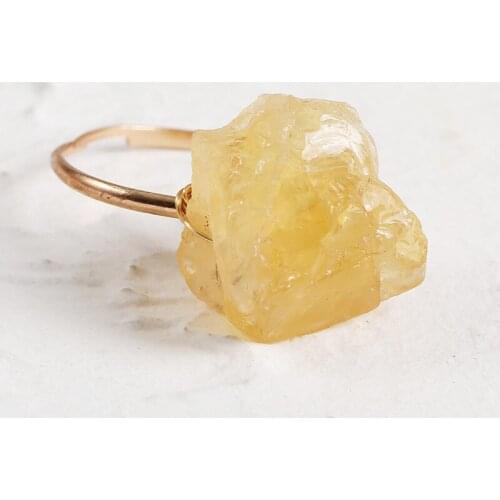 Fashion Classic Simple Wedding Party Irregular Stone Gold Color Open Ring for Women Couple Jewelry Valentines Day Gift