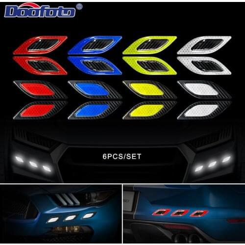 Stickers for car 6Pcs/Set Car Reflective Bumper Strips Carbon fiber Truck Auto Motorcycle Anti-Scratch Safety Warning Sticke