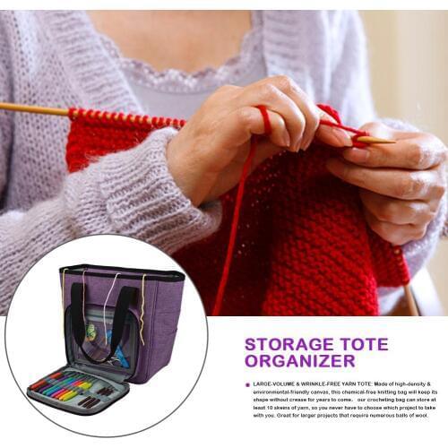 2019 New DIY Knitting Carrying Case Portable Knitting Yarn Storage Bag With Multiple Pockets Tote Needles Threads Crochets Bag