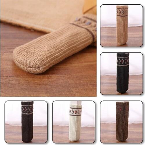 4pcs/set New Knitted Furniture Legs Cover Elastic Chair Feet Pad Noise Reduction Floor Protectors Anti-slip Feet Cover Decor