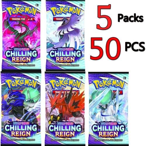 50-360Pcs POKEMON NEW English Card Pcs Zapdos TCG: SWORD&SHIELD CHILLING REIGN Calyrex Dynamax VMAX Cards Game Collectible Toys