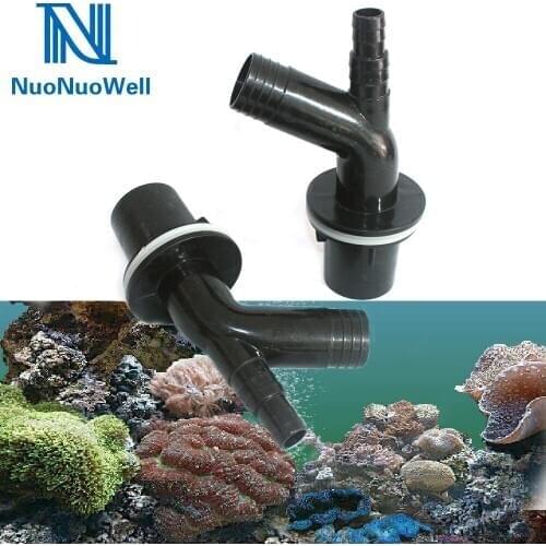NuoNuoWell Fish Tank 3Ways Overflow Pipe Fittings Aquarium Bottom Filter Systerm Drain Connector Black Triple Filter Elbow PVC