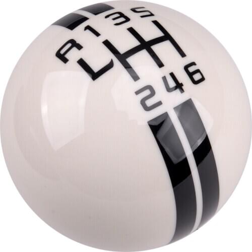 6 Speed Car White Manual Gear Shift Knob Ball Fit for Ford Mustang Shelby GT 500 Cobra MT