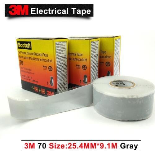 100% Original 3M tape 70 Self-Fusing, Silicone Rubber Heavy Duty Triangular Electrical Tape 1 Roll (25.4mm*9.1m*0.3mm)