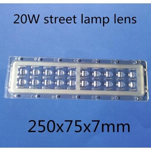 20W LED street lamp lens with waterproof ring square shape 20 in 1 250*75*7mm