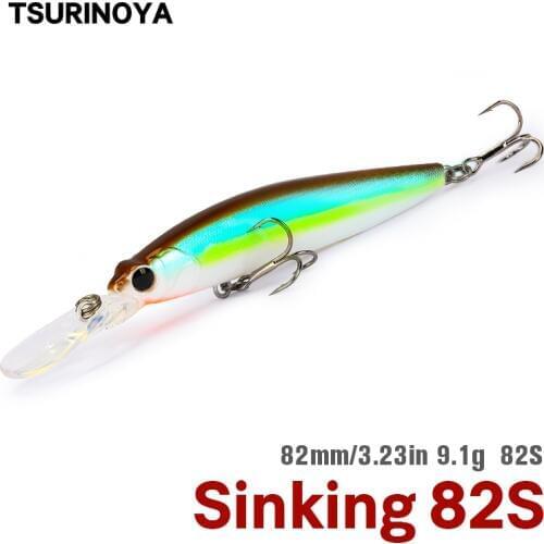 TSURINOYA Sinking Minnow Fishing Lure Ranger DW85 82mm 9.1g Long Casting Hard Baits Bass Trout Jerkbait Crank Wobbler Crank bait