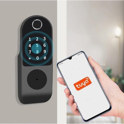 TUYA No Wiring Outdoor Fingerprint Lock Smart Card Digital Code Electronic Door Lock For Home Security Mortise Lock Waterproof