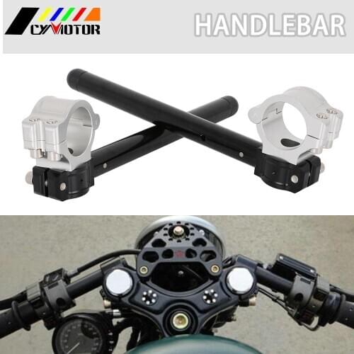 Universal Motorcycle Handlebar Racing Adjustable Handlebar Clip-On Fork Tube Black For Handle Bar Cafe Racer 33 35 37 41 50mm