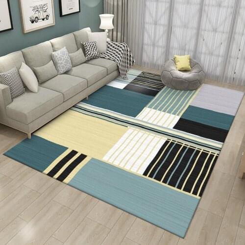 Fresh Yellow-Green Geometric Living Room Carpet Irregular Stripe Pattern Bedroom Rug Home Room Decoration Area Floor Mats Rugs