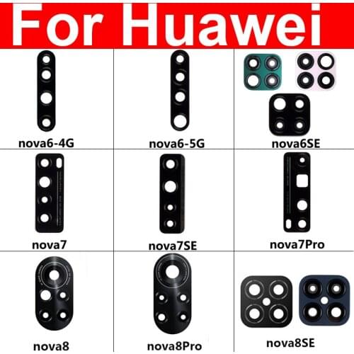 Back Rear Camera Glass Lens For Huawei Nova 5 5i 5T 5Z 6 4G 5G Se 7 7i Pro Camera Glass Lens Cover With Adhesive Replacement
