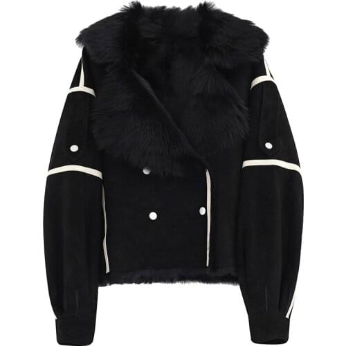 Genuine Sheepskin Female Jacket Motorcycle Real Wool Womens Coats Oversized Jackets for Women 2020 Roupas Femeninas Zjt1607